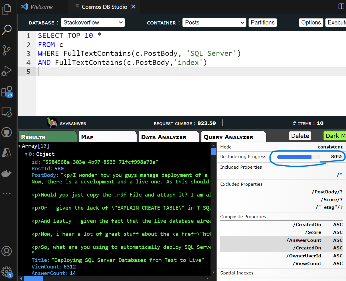 Full-Text Search in Azure Cosmos DB - Coding with SavranWeb